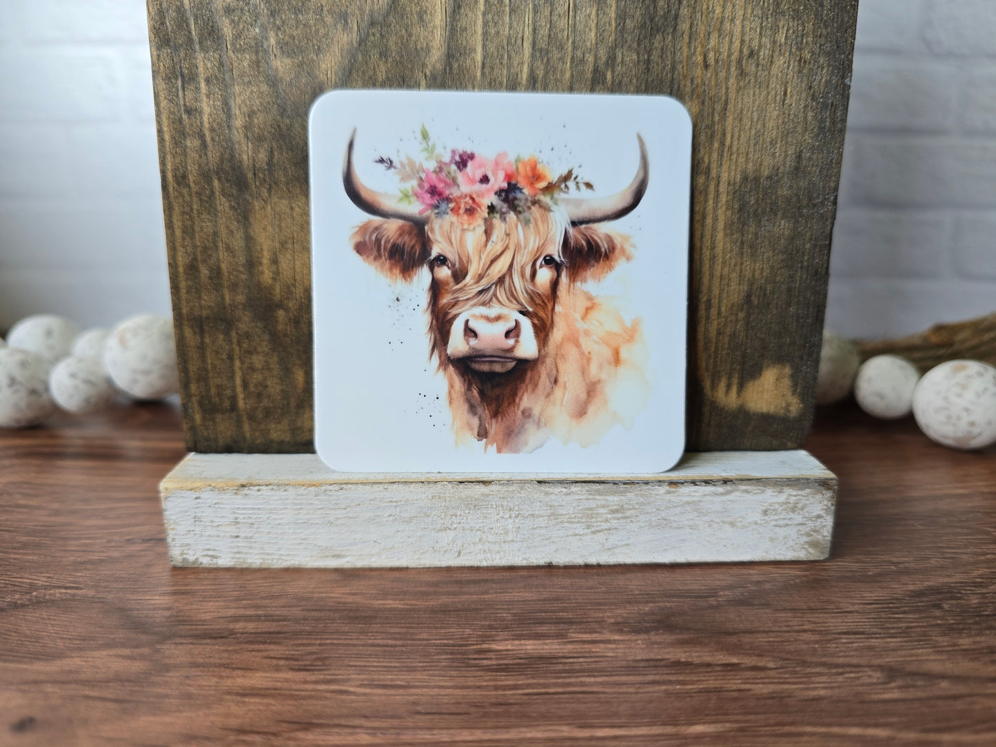 Floral Highland Cow Sticker